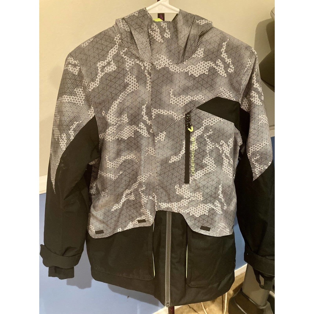 Obermeyer Teens ~Large (14-18) Full Zip Grey/Black Hooded Ski Jacket